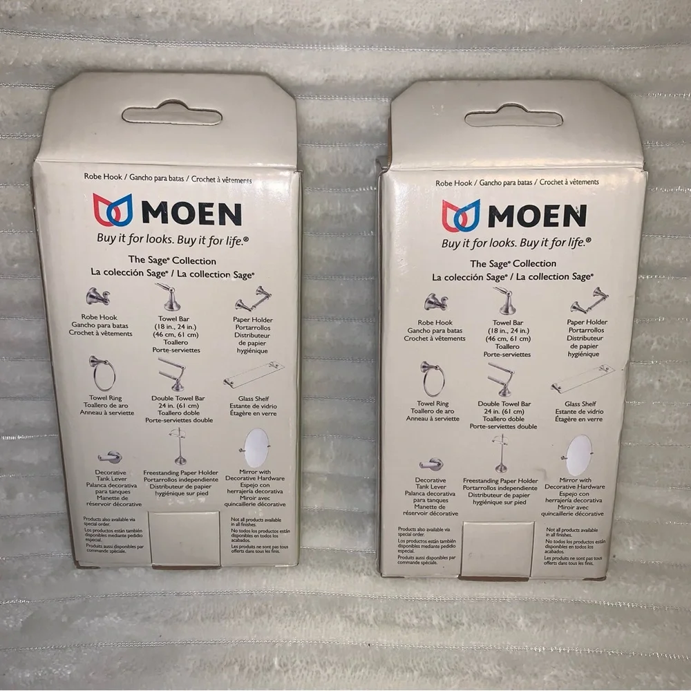 Lot of 2 MOEN Inspirations SAGE COLLECTION Brushed Nickel Robe Hooks DN6803BN